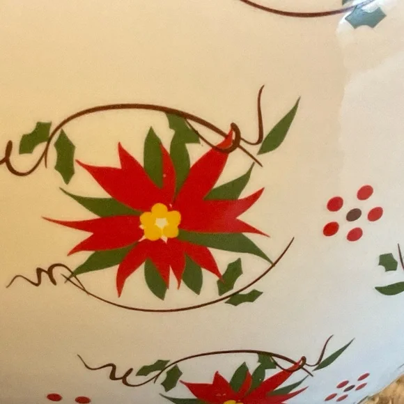 Temp-Tations 2 QT Asymmetrical Poinsettia Bowl with Cardinal and Ornaments - Picture 10 of 14